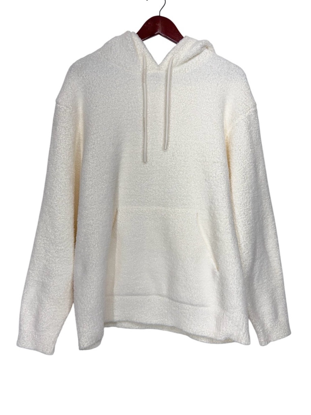 Kashwere Solid Ivory White Plush Hoodie With Mask & Kangaroo Pockets Size XL
